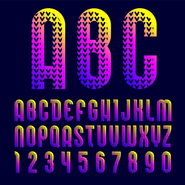 Vector creative trendy font, modern alphabet in style of pop art.