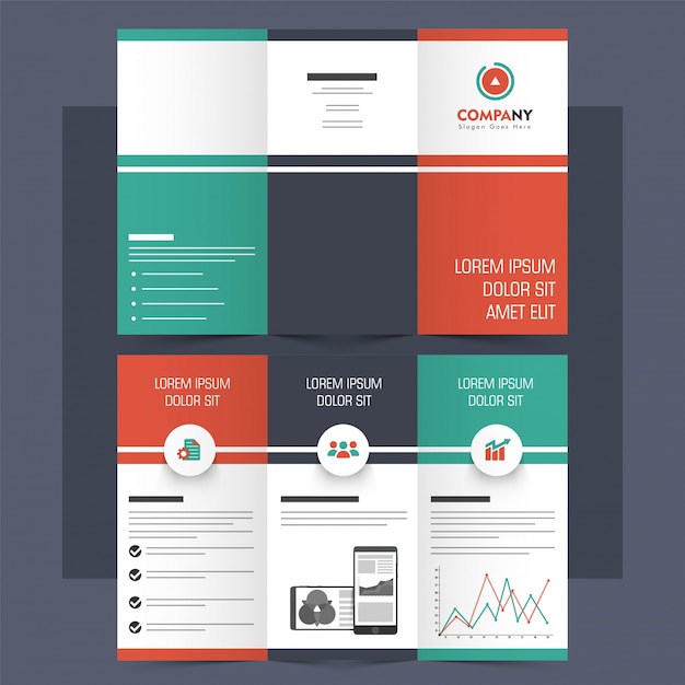 Vector creative tri-fold brochure, leaflet for business.