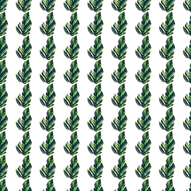 Creative tropical leaves seamless pattern in sketch style Palm leaf endless floral background