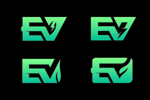 Vector creative typography ev letter design