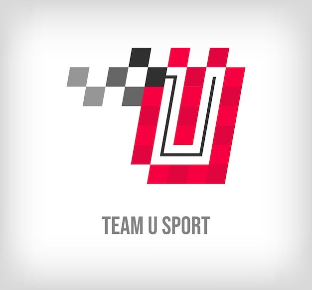 크리에이티브 U 문자 경주 및 스포츠 로고 새로운 문화 색상을 가진 현대적인 픽셀 글 ⁇  알파 ⁇ 
