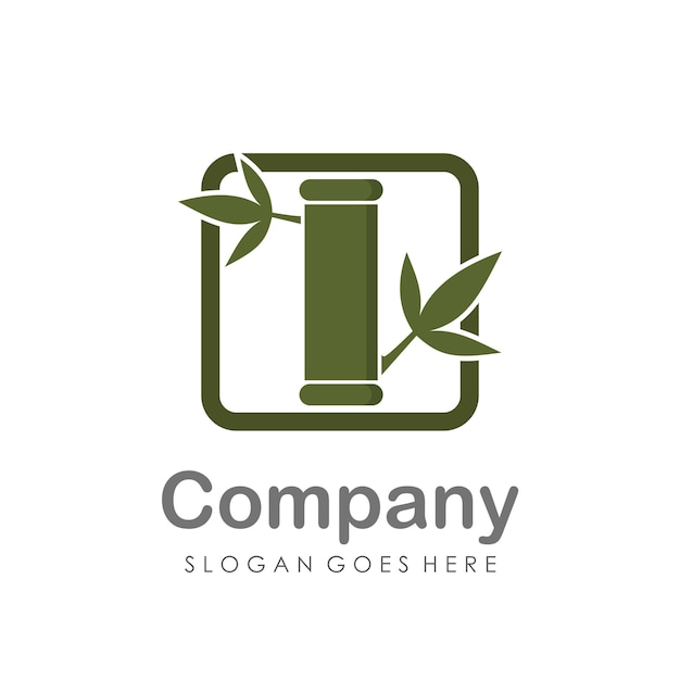 Creative and unique bamboo tree logo design template 