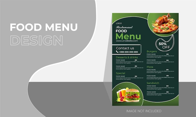 Vector creative and unique food menu template concept healthy food restaurant menu template