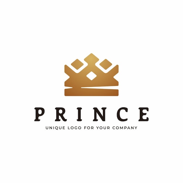 Creative unique king crown logo design template.