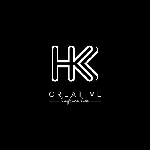 Creative Unique Letter HK KH Initial Based Stylish Line Logo Design