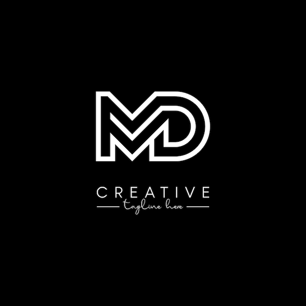 Креативная уникальная буква MD DM на основе инициалов Стильная линия Векторный шаблон дизайна логотипа