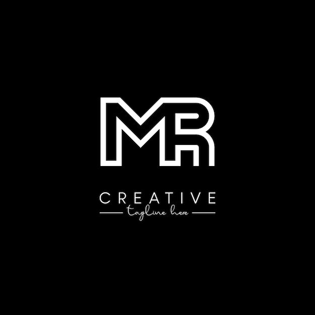 Креативная уникальная буква MR RM На основе инициалов Стильная линия Векторный шаблон дизайна логотипа