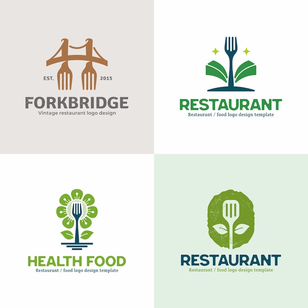 創造的なユニークなレストランのロゴのコレクション。