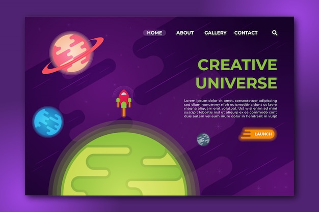 Vector creative universe flat design clean landing page