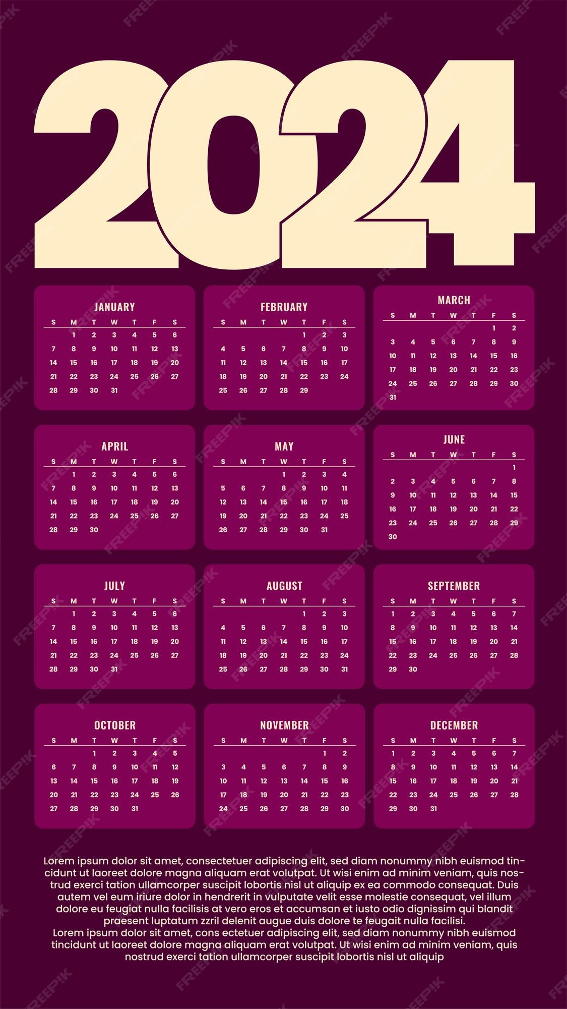 Premium Vector Creative vector 2024 calendar template a design