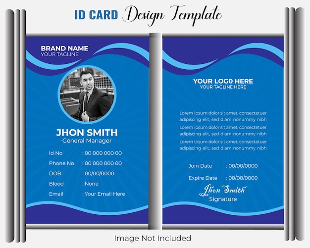 Creative vector abstract id badge template with picture id card design template