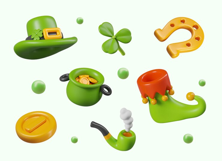 Vector creative vector composition for st patrick day color background with 3d traditional elements