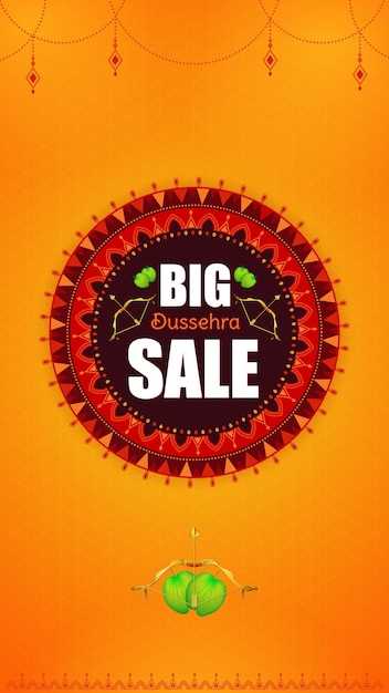 Creative vector happy dussehra big sale festive offer story cover template