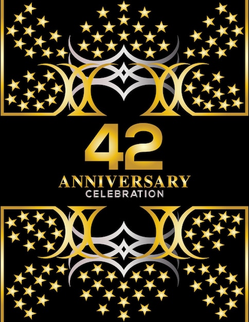 Vector creative vector illustration of anniversary celebration of 42 years background invitation