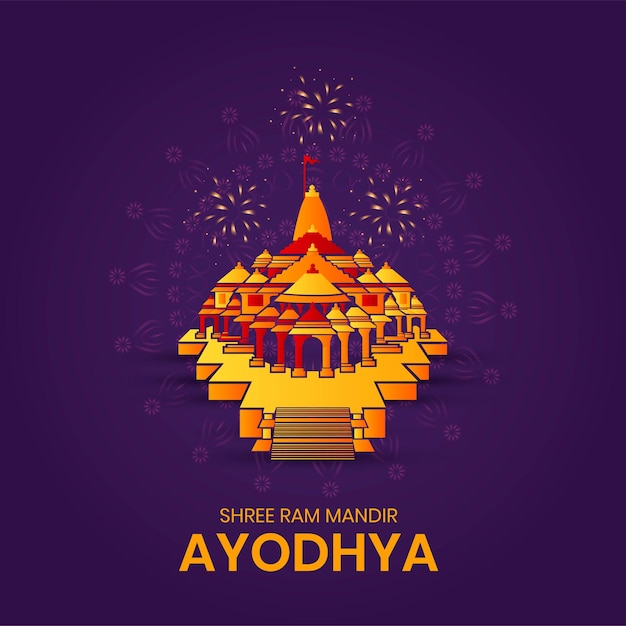 Creative Vector Illustration of Ayodhyas Ram Mandir Temple in Brush Style