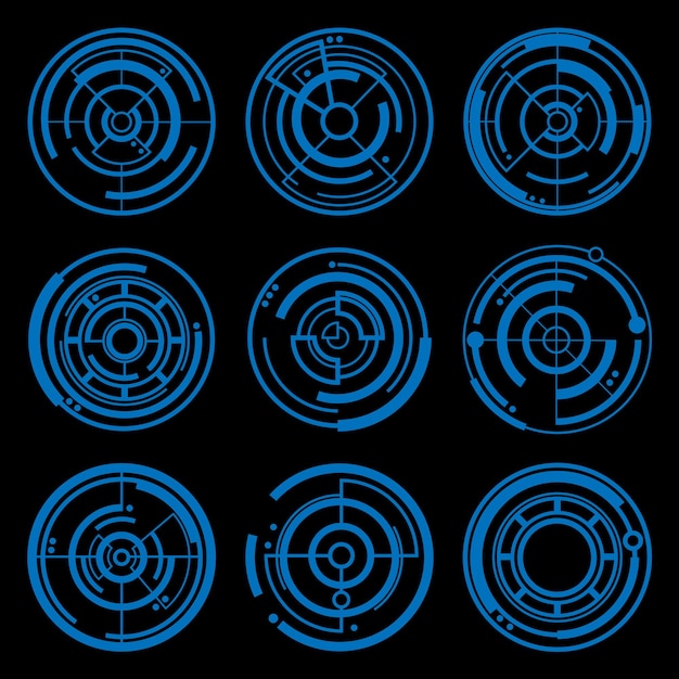 Creative vector illustration of crosshairs icon set isolated on transparent background