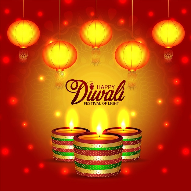 Illustrazione vettoriale creativa di felice biglietto di auguri per la celebrazione del diwali