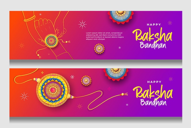 Raksha Bandhan 배너 디자인 템플릿을 위한 크리에이 티브 벡터 Rakhi 그림