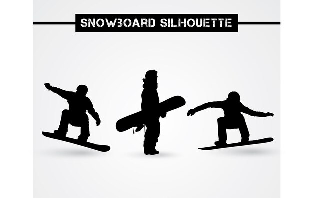 Vettore set vettoriale creativo di silhouette di modelli di snowboardisti