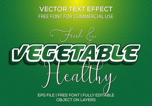 Creative Vegetable 3d vector editable text effects style