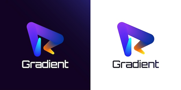 Design creativo e vibrante del logo della lettera r con logo r del concetto di gradiente colorato con stile blend
