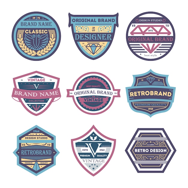 creative vintage brand isolated label set