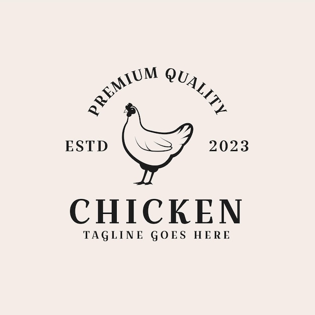 Creative vintage chicken farm logo design concept illustration idea