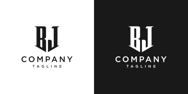 Creative vintage letter bj monogram logo design icon template white and black background