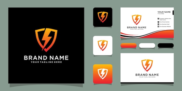 Creative Volt Logo Design Vector with business card design Premium Vector