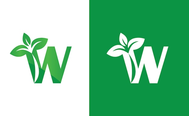 Концепция дизайна логотипа Creative W alphabet nature