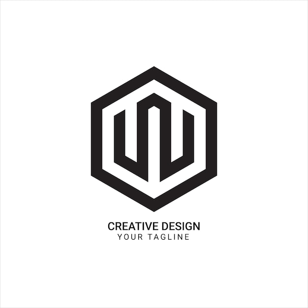 Creative W letter hexagonal shape unique minimal line art monogram initial logo design