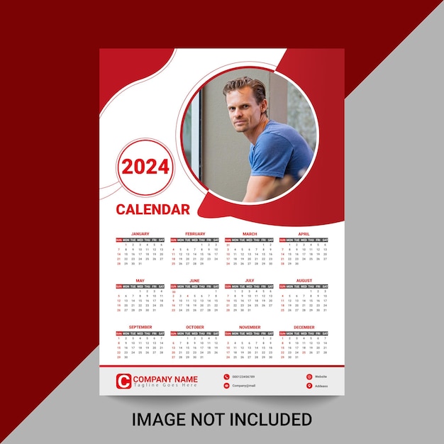 Creative wall calendar 2024 vector template