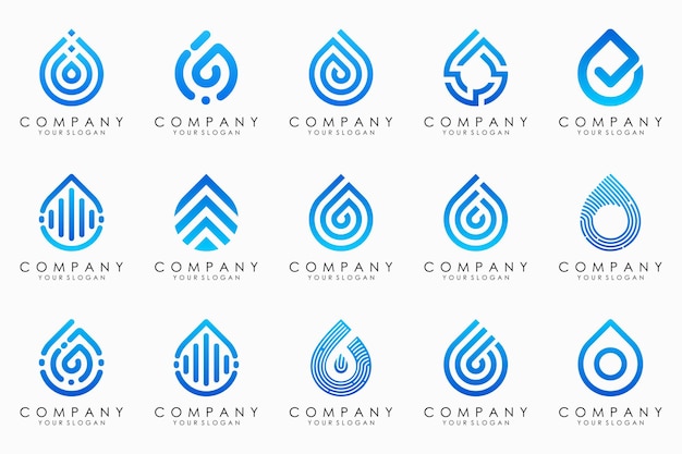 Creative Water drop logo icon set