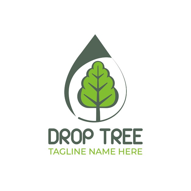 Vector creative water drop tree logo design