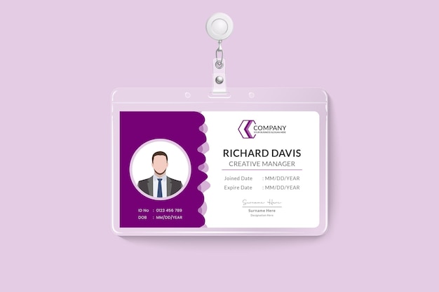 Creative wave style employee ID card design