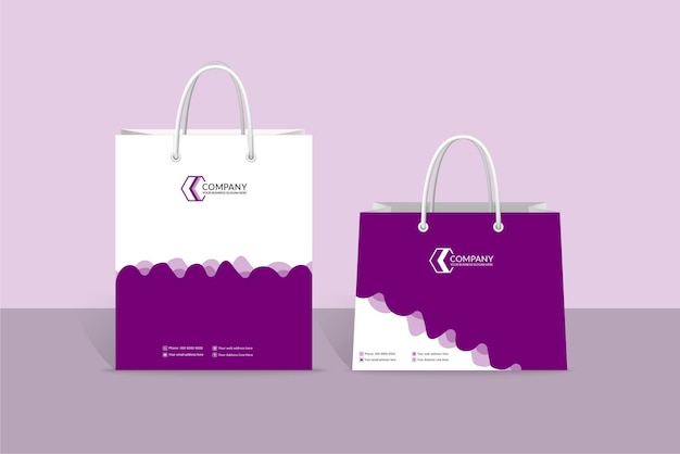 Vector creative wave style shopping bag template