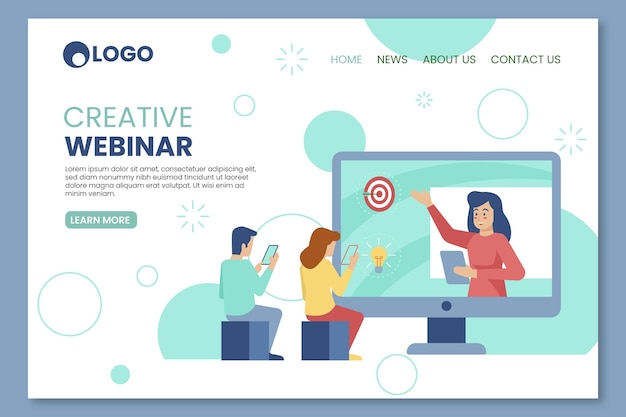 Vector creative webinar landing page