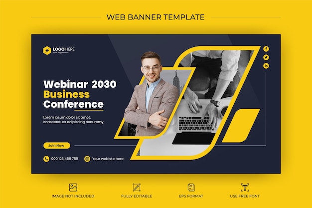 Creative webinar youtube thumbnail and web banner template for your compnay