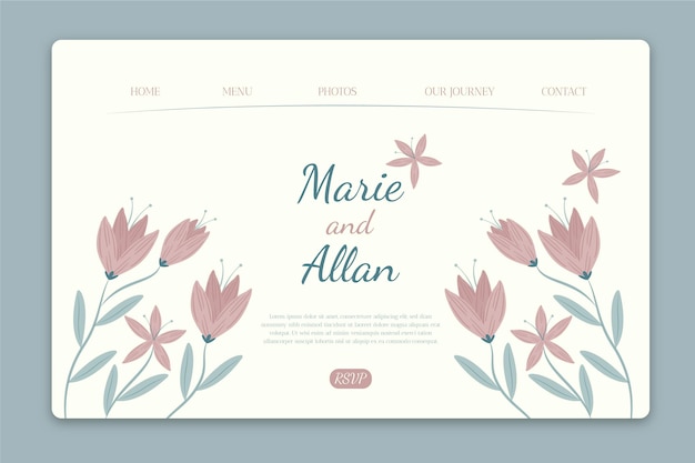 Vector creative wedding landing page template