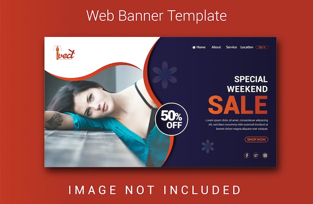 Creative weekend sale web banner template