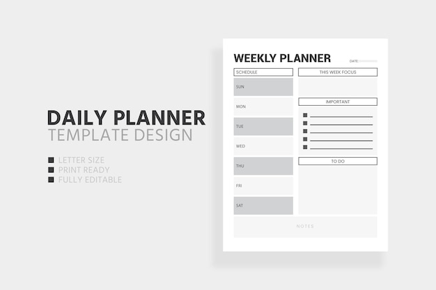 Creative Weekly Planner Template Design