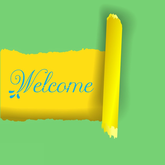 Creative welcome lettering concept green colour banner.