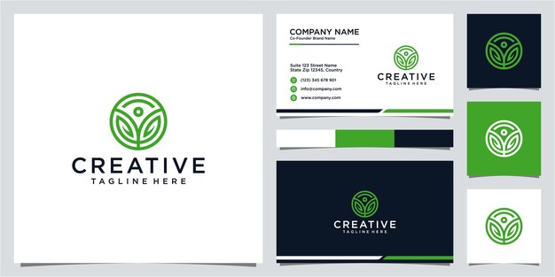 Creative wellness logo design and business card template