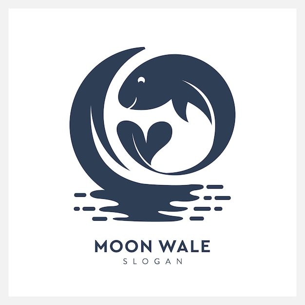 Creative whale logo with moon