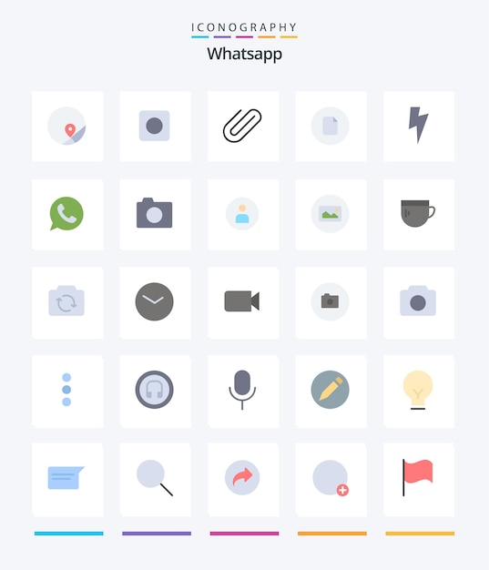 Vector creative whatsapp 25 flat icon pack such as ui power attach ui file