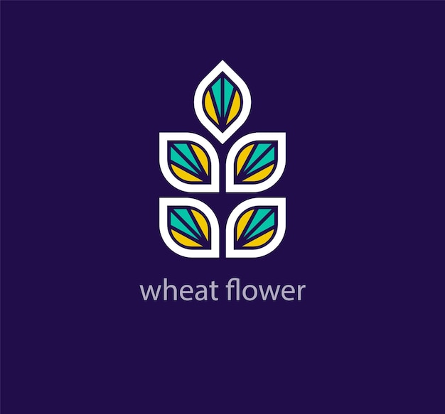 クリエイティブな小麦の花のロゴ ユニークなデザインのカラートランジション カスタム農業ビジネスのロゴ