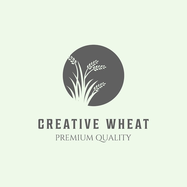 創造的な小麦ヴィンテージアイコンロゴミニマリストベクトルイラストデザイン