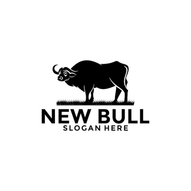 Креативный дикий бык Буффало силуэт векторный логотип шаблон логотипа быка