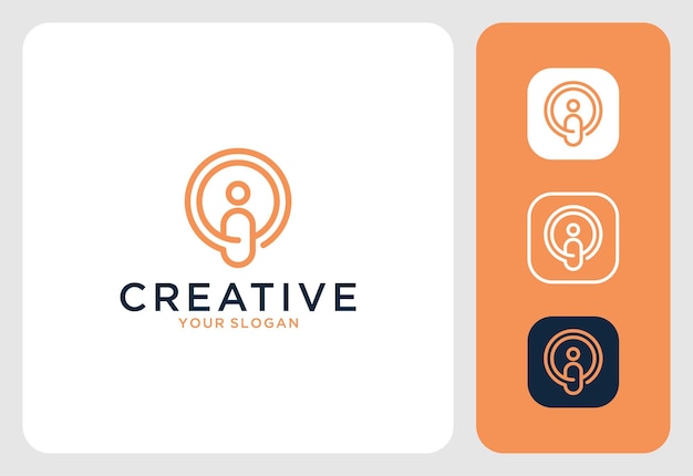 Creative with lamp and people logo design