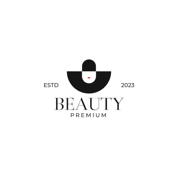 Creative woman with hat icon for beauty logo design illustration idea